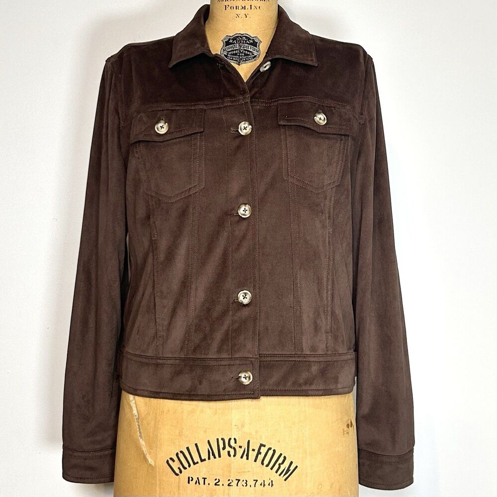 Tommy Bahama Salina Sands Faux Suede Jacket Womens Small Brown Trucker